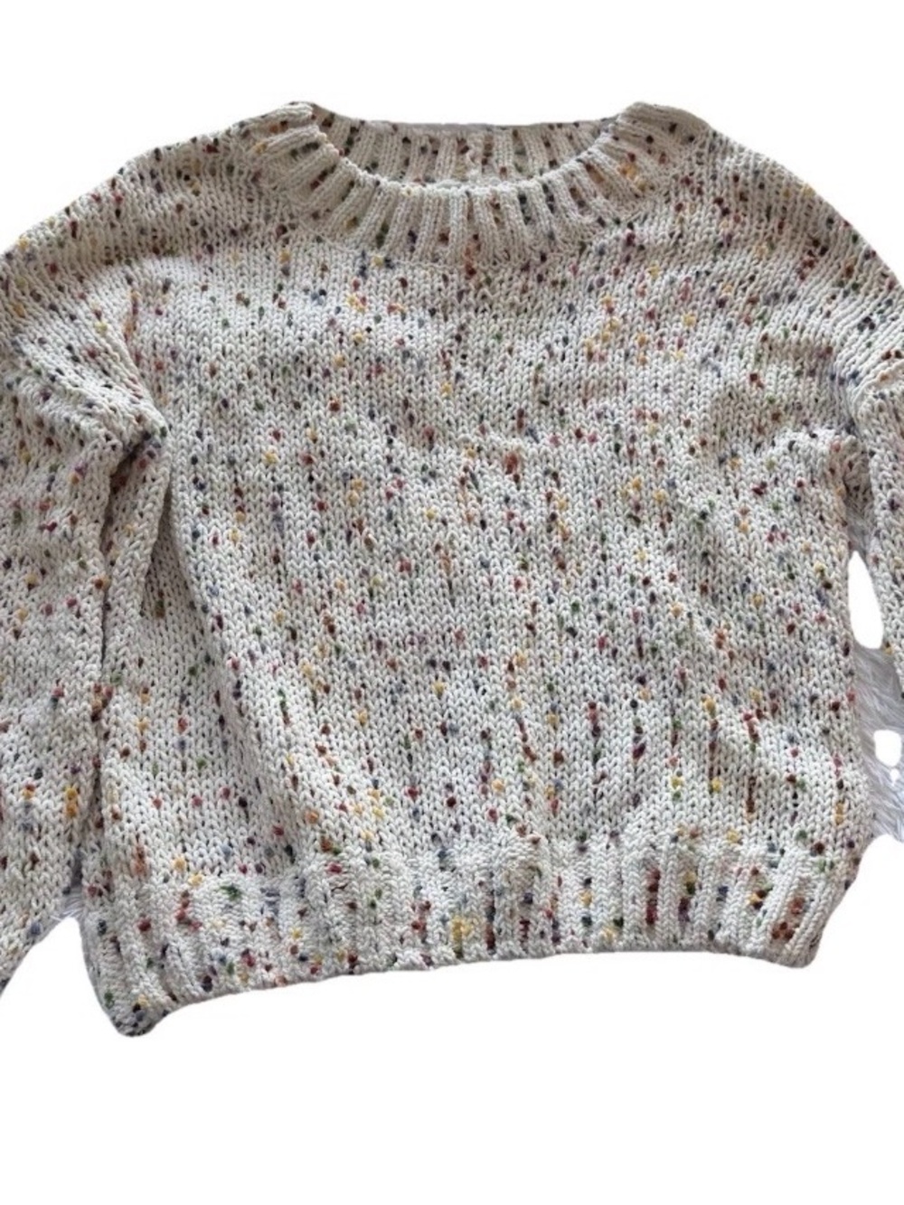 Harper Cream Speckled Crewneck Sweater Size Medium Oversized Cozy